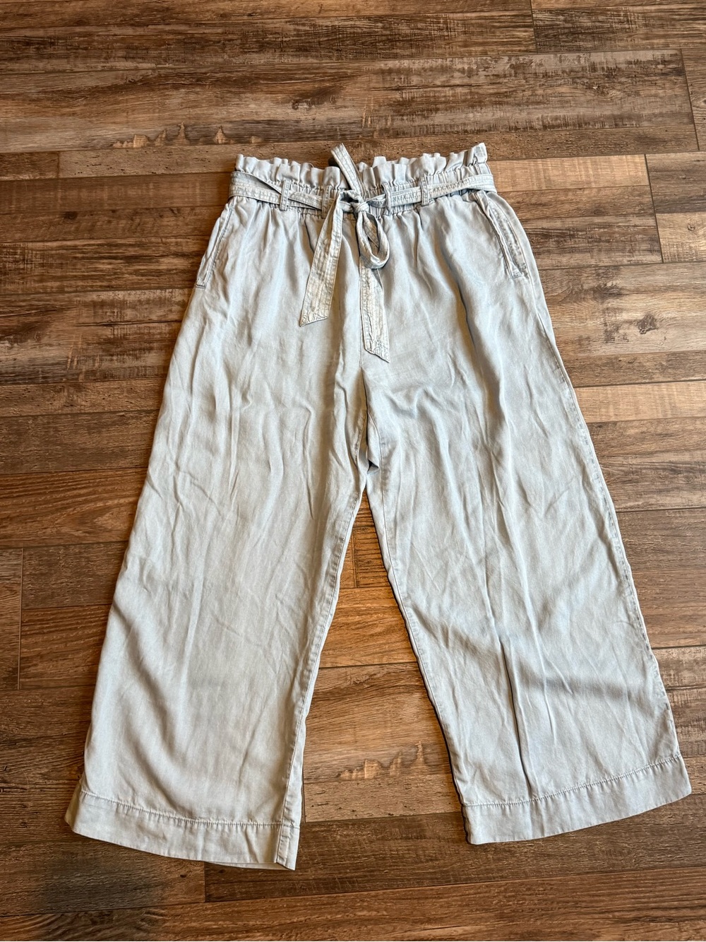 Wishlist Apparel Light Wash Paperbag Waist Wide Leg Pants